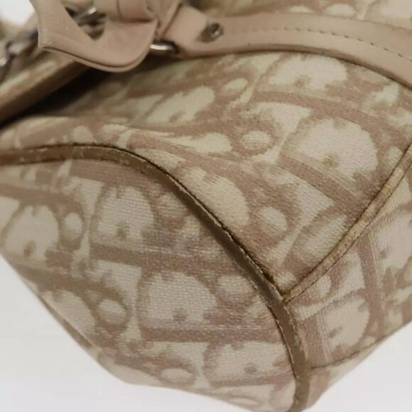 Christian Dior Trotter Canvas Romantic Hand Bag PVC Beige Silver Auth 100673 - Picture 13 of 16